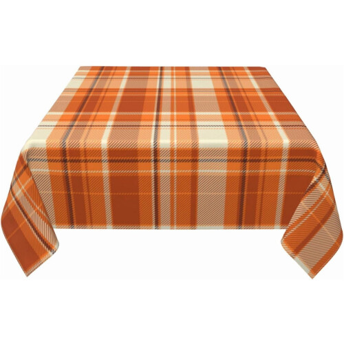 Autumn Orange Buffalo Plaid Square Tablecloth 52 inch 2