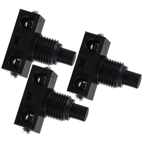 OUNONA Black Push Button Switch - 3 Pack, Self-Resetting, 2