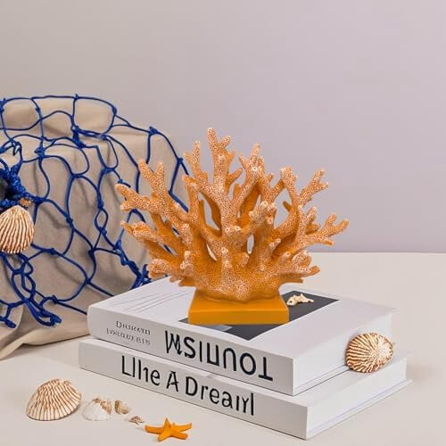 Orange Resin Coral Statue 5.8 in 2
