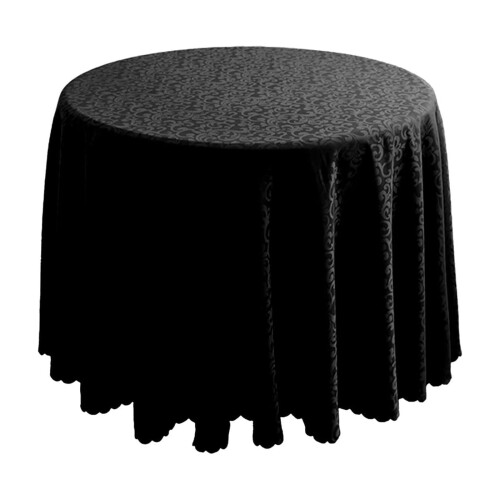 Black Polyester Round Tablecloth 180cm 1