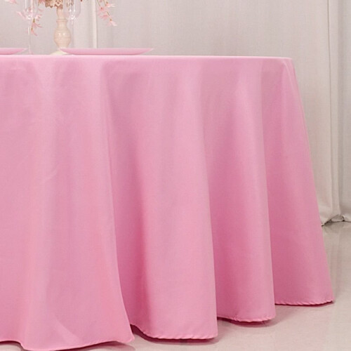 BalsaCircle 120" Pink Round Polyester Tablecloth 2