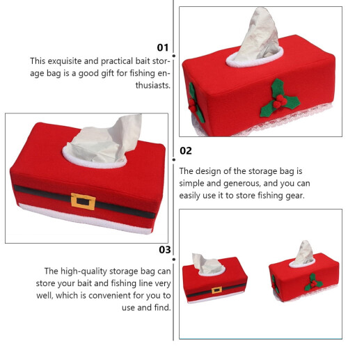 Red Christmas Tissue Box Cover – Fabric Decorative Case 1
