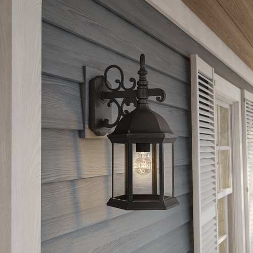 2961-BK Devonshire 6-1/4" 1 Lâmpada Cast Outdoor Wall Lantern i 1