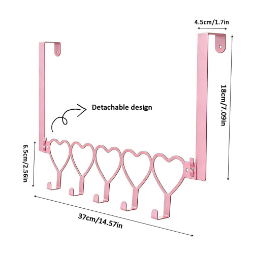 Pink Bow Over-Door Hanger with 5 Hooks 1