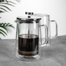 650ml French Press Coffee Maker - Double Wall Borosilicate Glass Tea Kettle, Home Coffee Pot with Filter