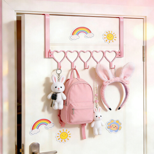 Pink Bow Over-Door Hanger with 5 Hooks 2