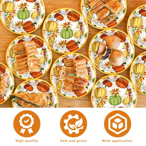 9-inch Pumpkin Fall Paper Plates – 50 Count 2