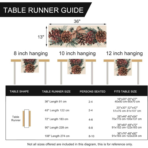 Winter Pine Cone Table Runner 13 x 36 in 2