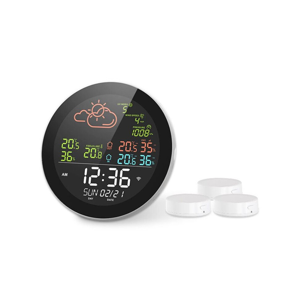Tuya Wifi Weather Clock Weather Weather Station Wireless Thermometer Hygrometer Remote Meter Alarm Clock Eu Plug 6031050488351