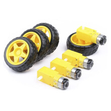 4 Peças 3-6V Motor Elétrico com 4 Peças Roda de Pneu de Plástico Motor de Engrenagem de Eixo Duplo Kit DIY para Kit de Carro Inteligente