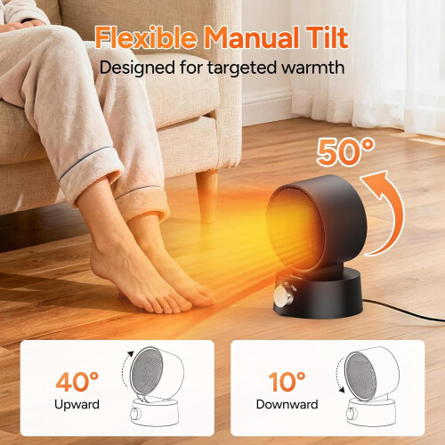 600W Portable PTC Ceramic Heater with Adjustable Tilt 1