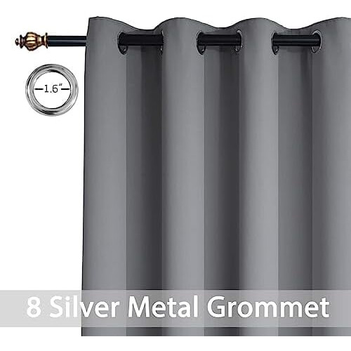Blackout Curtains 52"W x 84"L Grey, 2 Panels, Polyester 2