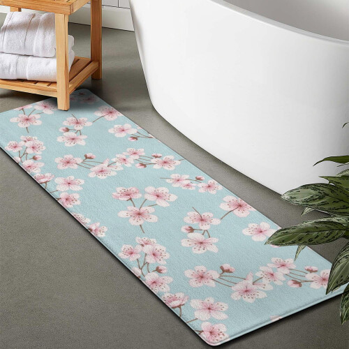 Floral Microfiber Bathroom Rug 17x47 Inch 1
