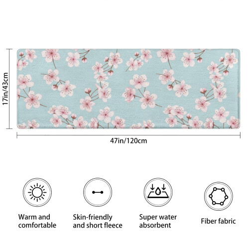 Floral Microfiber Bathroom Rug 17x47 Inch 2