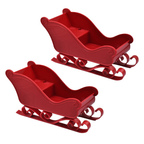 Mini Santa Sled Set – Plastic Christmas Village Decor (2 1