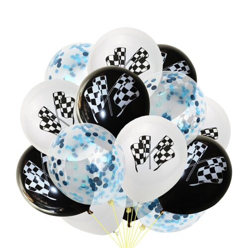 Ensemble de 15 ballons à paillettes en forme de drapeau de course, décorations réutilisables. 2