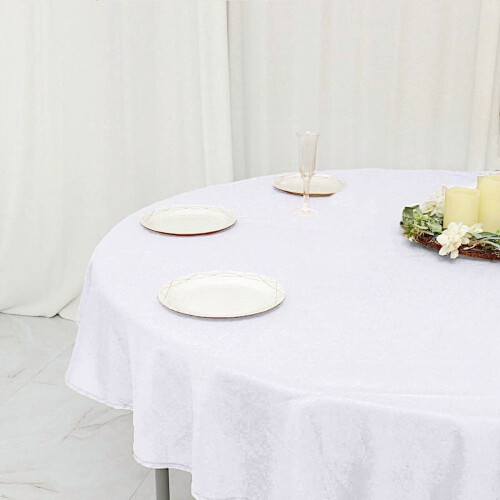 White Round Polyester Tablecloth 70 in 1