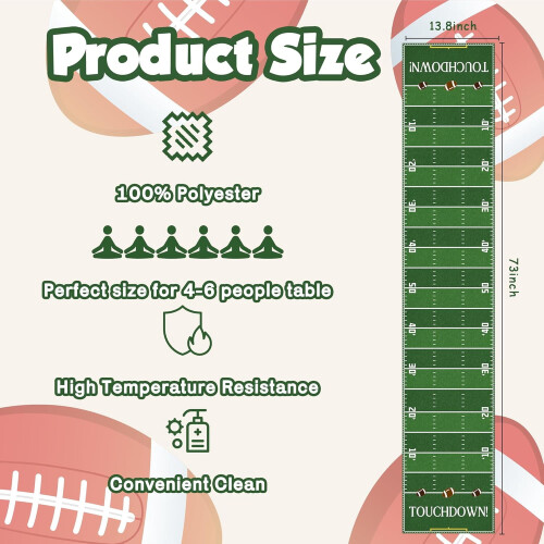 Football Table Runner Linen Polyester 13.8 x 73 in 1