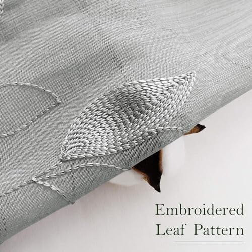 Light Grey Sheer Curtains 52x96 in, 2 Panels, Embroidered 1