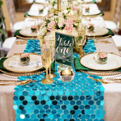 Sequin Table Runner 30 x 275 cm Gold Rose Gold 2
