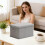 Medium Lidded Storage Box with Striped Design, Foldable Fabric Organizer for Clothes and Wardrobe, Stackable Durable Home Container 6