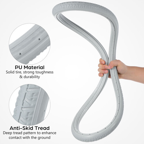 Grey PU Wheelchair Tires Replacement 2-Pack 2