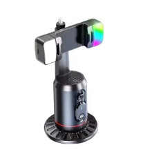 Q02 Stabilisateur de Cardan Rotatif à 360 Selfie Stick Cardan de Suivi Du Visage de Bureau avec Support D'Obturateur à Distance Lumière