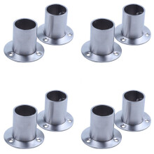 Wardrobe 25mm Tube Stainless Steel Rail Rod End Support Bracket 8Pcs