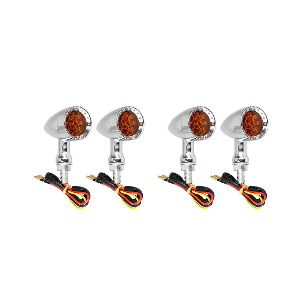 4Pcs Universal Chrome Motorcycle Led Turn Signal Brake Running Tail Amber/Light 4711640978395