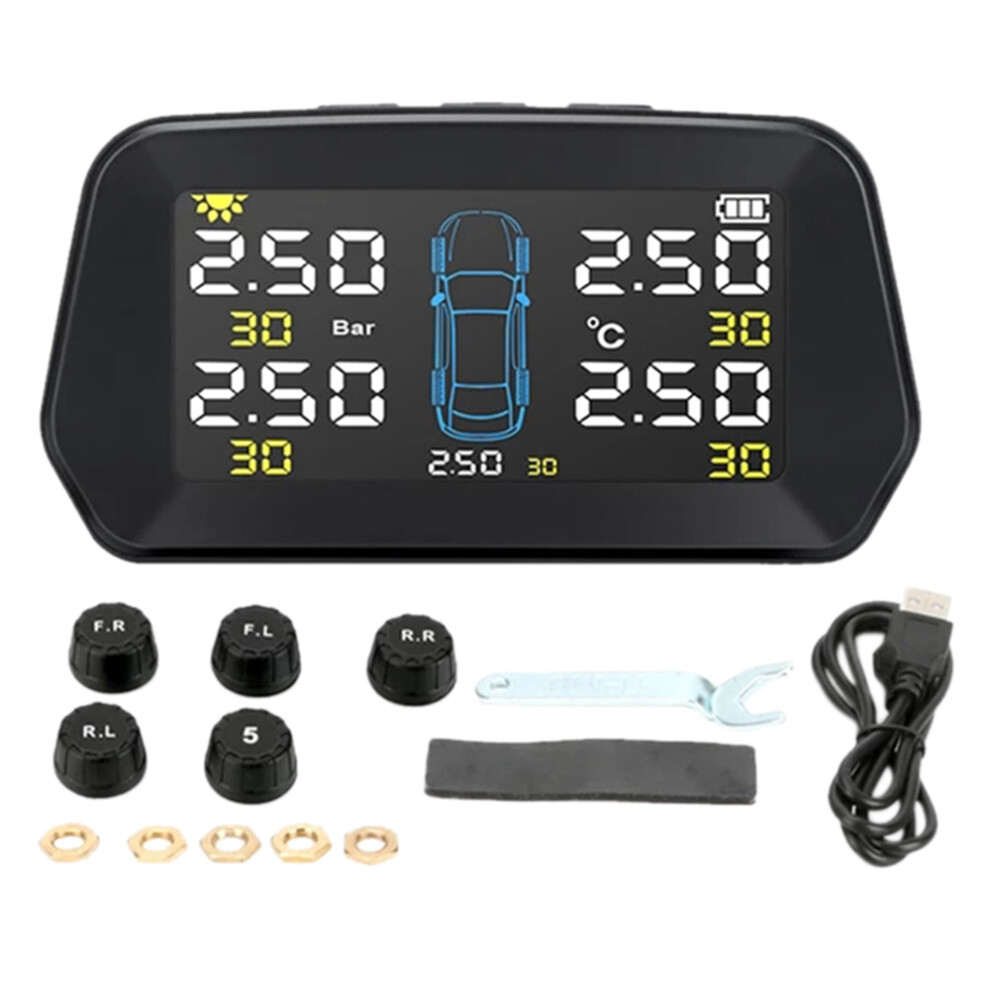 Car Tpms Tire Pressure Monitor Solar External Sensor Tire Pressure Alarm Monitoring System Control Spare Tire 4712443573992