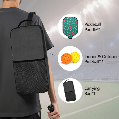 Σετ κουπιών Pickleball από fiberglass με λουλούδια και 2 μπάλες και τσάντα – Συμβατό με 1