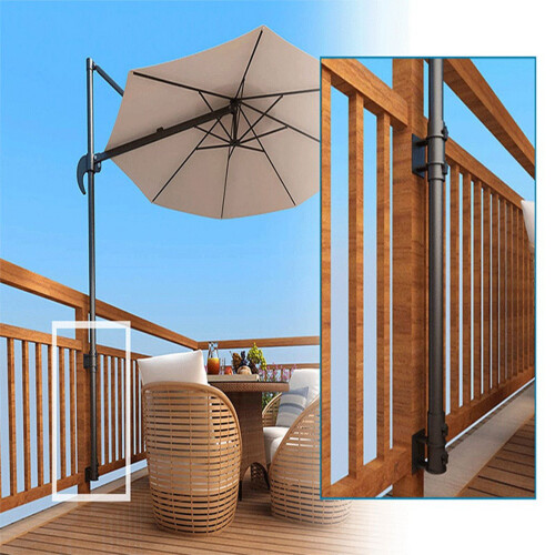 Umbrella Stand Umbrella Clamp Mount Bracket for Deck Railing, 2Pcs 1