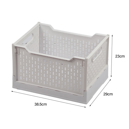 Foldable Plastic Storage Basket 38.5x29x23cm, Handles & Wheels 1