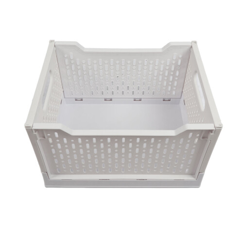 Foldable Plastic Storage Basket 38.5x29x23cm, Handles & Wheels 2