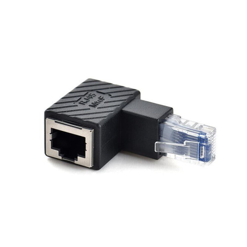 Προσαρμογέας σύνδεσης Ethernet RJ45 90 μοιρών με γωνία, αρσενικό σε θηλυκό βύσμα 1