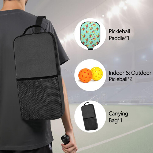 Σετ κουπιών Pickleball από fiberglass με λουλούδια και 2 μπάλες και τσάντα – Συμβατό με 1