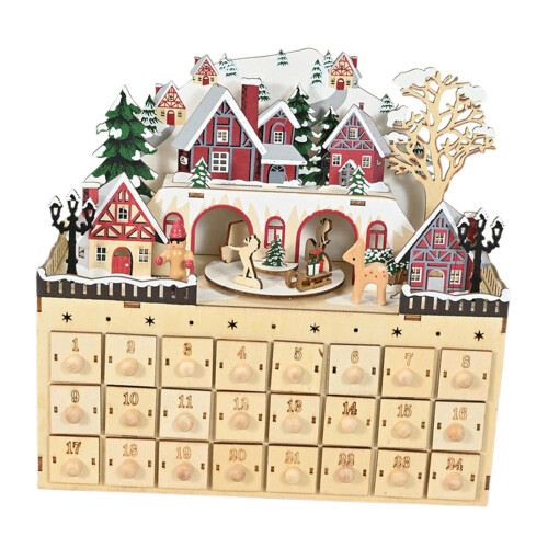 Houten kerstkalender met 24 lades 2
