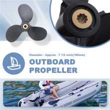 Outboard Propeller 6E0-45941-01-El 7 1/2X8-Ba for 4Hp-6Hp Plastic Alloy 3 Blade Black 9 Spline Tooth