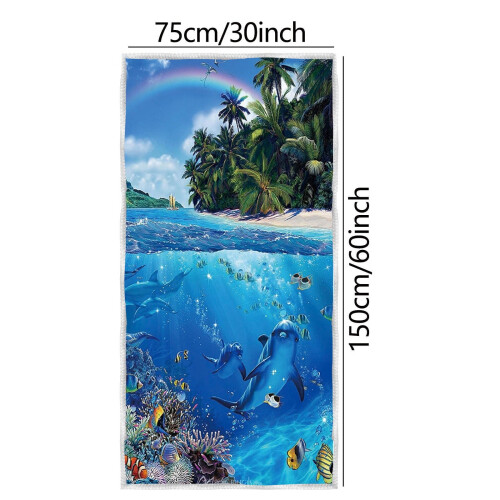 Ελαφριά πετσέτα θαλάσσης από μικροΐνες, 30x60", γρήγορο στέγνωμα, μαλακή, τροπική 1