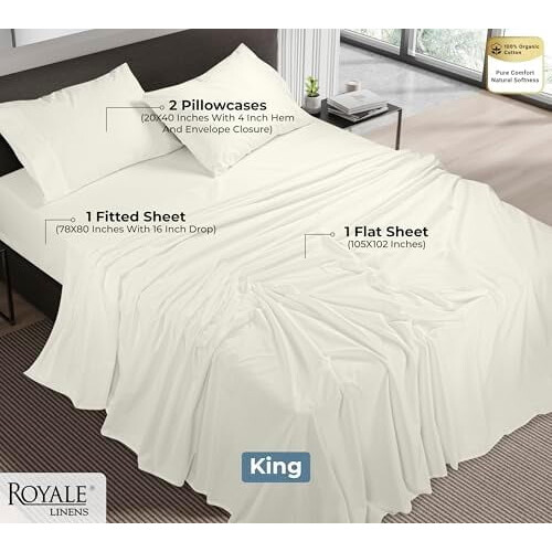 100% Cotton Queen Sheet Set – Percale, 4-Piece 1