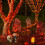 2 μπαταρίες LED με λαμπάκια Halloween για νεράιδες, 400 LED, πορτοκαλί σπάγκος 132 ποδιών, 8 6