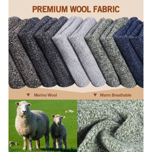 5 ζευγάρια κάλτσες από μαλλί Merino για άνδρες, κάλτσες πεζοπορίας από χοντρό μαλλί 2