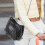 1 Bolsa de Ombro com Corrente Preta em PU da Moda 6