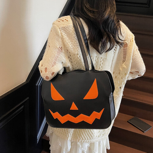 Τσάντα Halloween Tote για γυναίκες με κολοκύθα, νυχτερίδα, φάντασμα, τσάντα ώμου, μόδα, 2