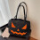 Τσάντα Halloween Tote για γυναίκες με κολοκύθα, νυχτερίδα, φάντασμα, τσάντα ώμου, μόδα, 7