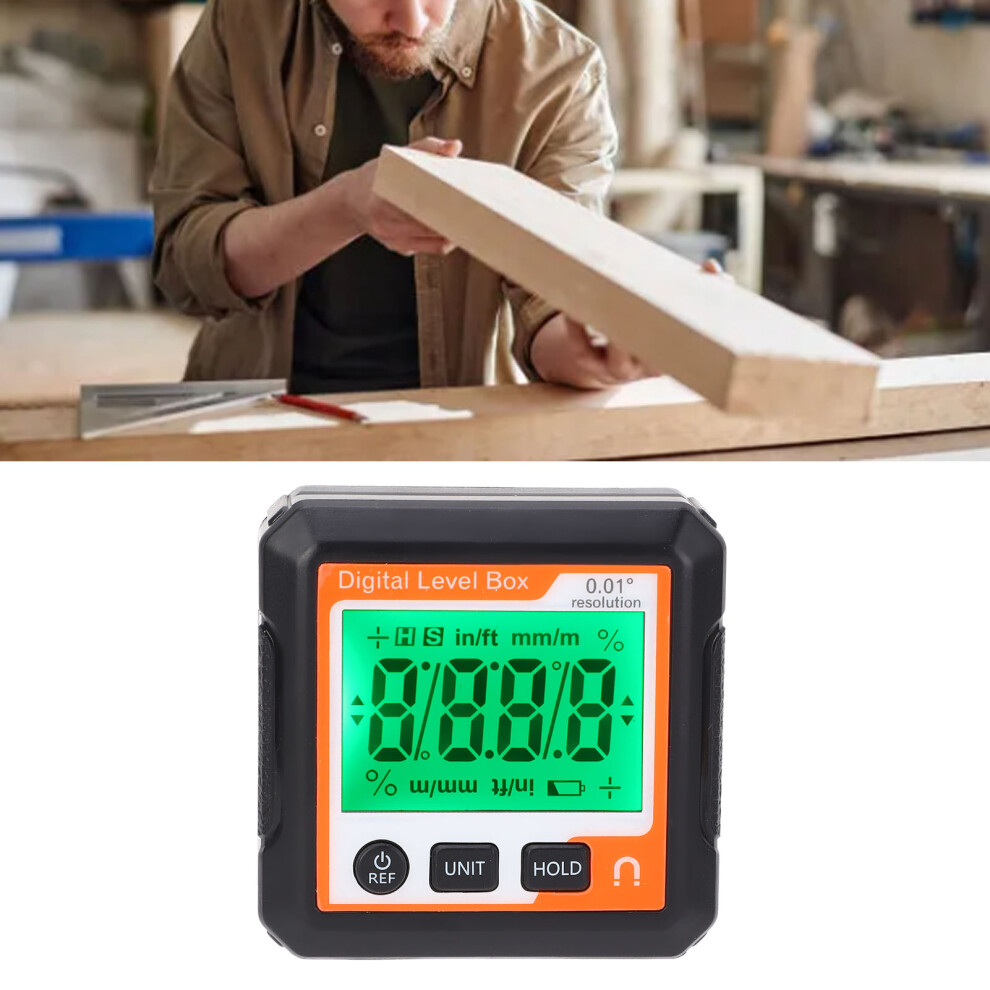 Digital Level Box 4X90 Magnet Inclinometer Protractor, Orange & White 8391385756579