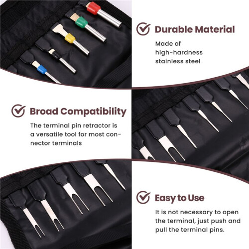 Auto Terminal Removal Tool, Car Electrical Wiring Pin Extractor Connector Puller Kit ,Depinning Tool Set(18Pcs) 1