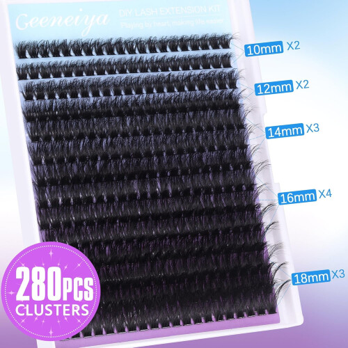 80D Lash Clusters, Χοντρές Μεμονωμένες Επεκτάσεις Βλεφαρίδων για Όγκο, 280 Τεμάχια 1