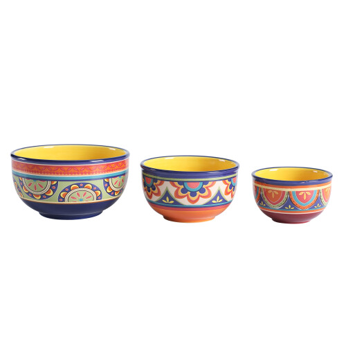 Σετ 3 κεραμικών μπολ Bico Tunisian (27oz/18oz/9oz), αεροστεγή καπάκια, κατάλληλα για φούρνο 2