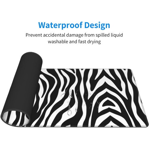 Zebra Texture Extended Gaming Mouse Pad, 31,511,8 ίντσες, αντιολισθητική βάση από καουτσούκ και 1